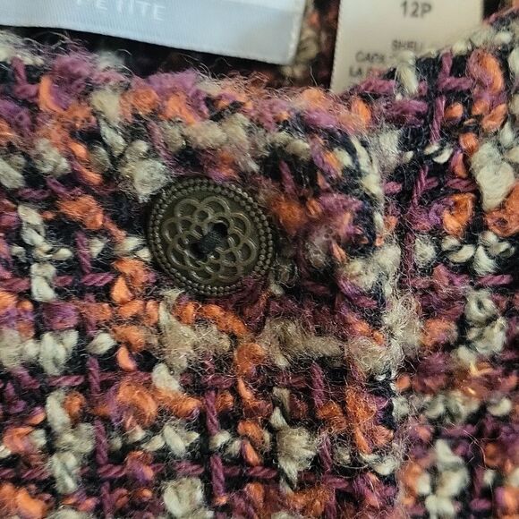 Alfred Dunner Tweed Blazer Jacket Button Down Autumm Colors Size 12P - Picture 5 of 9